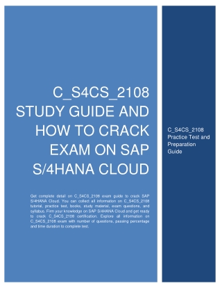 C_S4CS_2108 Study Guide and How to Crack Exam on SAP S/4HANA Cloud