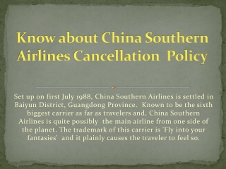 China Southern Airlines Cancellation Policy