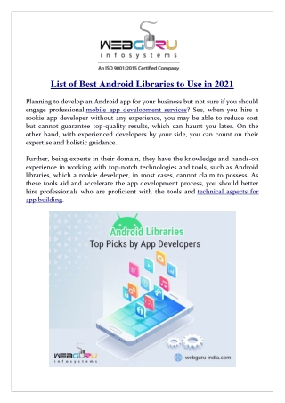 List of Best Android Libraries to Use in 2021