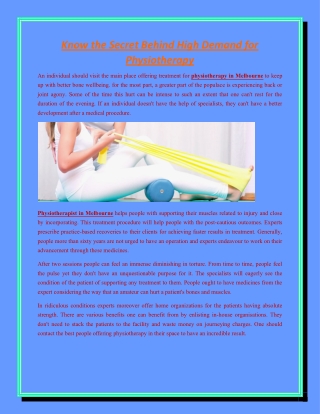 Know the Secret Behind High Demand for Physiotherapy