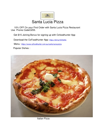 Santa Lucia Pizza Heathridge Menu, WA – 10% Off