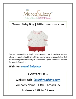 Overall Baby Boy | Littlethreadsinc.com