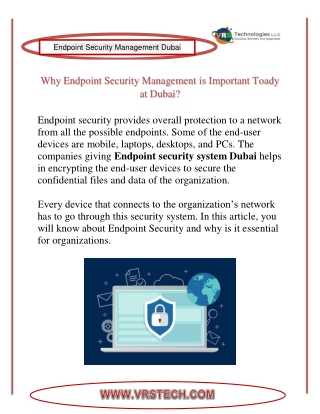 What is the importance of Endpoint Security Management in Dubai today?