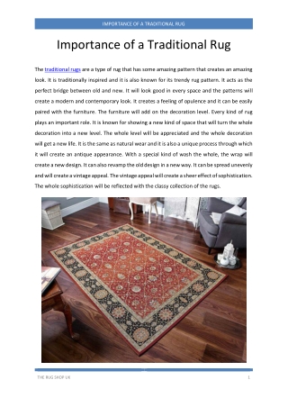 Importance of a Traditional Rug
