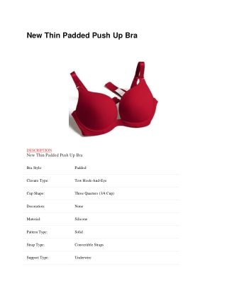 New Thin Padded Push Up Bra