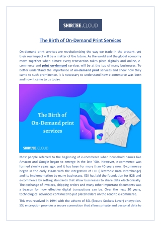 The Birth of On-Demand print services