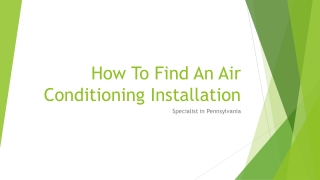 How To Find An Air Conditioning Installation Specialist
