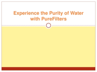 Experience the Purity of Water with PureFilters