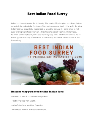 Best Indian Food Surrey