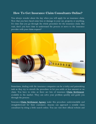 How To Get Insurance Claim Consultants Online