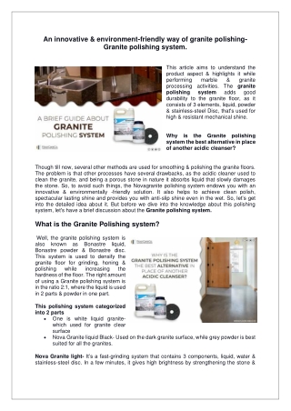 What is the Granite Polishing system