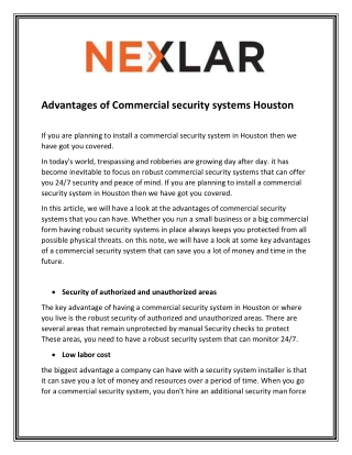 Advantages of Commercial security systems Houston