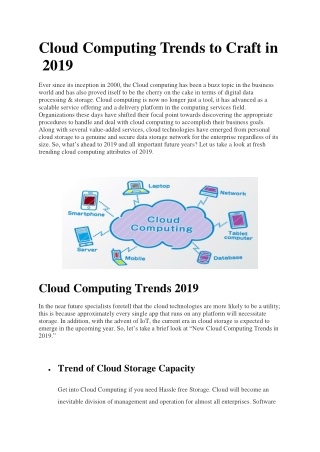 Cloud Computing Trends to Craft in 2019