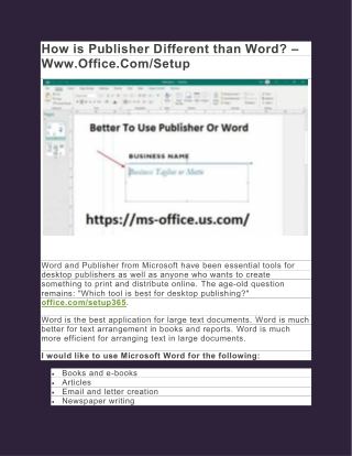 How is Publisher Different than Word  – Www Office Com Setup