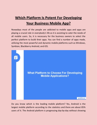 Which Platform Is Potent For Developing Your Business Mobile App