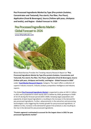 Pea Processed Ingredients Market - Global Forecast to 2026