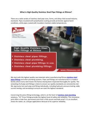 High Quality Stainless Steel Tube Fittings at Rhinox