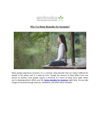 Why Use Home Remedies for Insomnia