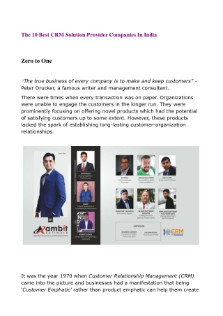 The 10 best crm solution provider companies in India.