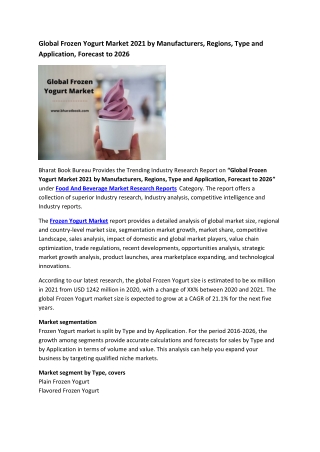 Global Frozen Yogurt Market Research Report 2021-2026