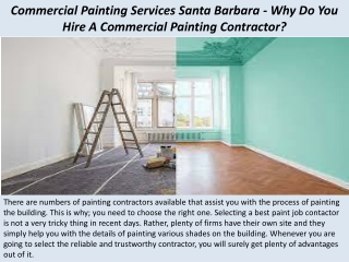 Commercial Painting Services Santa Barbara - Why Do You Hire A Commercial Painting Contractor