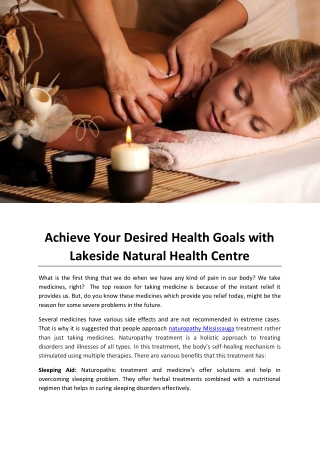 Achieve Your Desired Health Goals with Lakeside Natural Health Centre