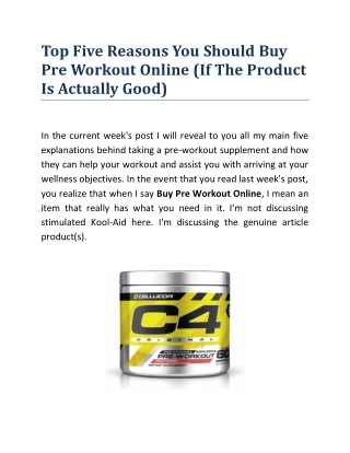 Top Five Reasons You Should Buy Pre Workout Online