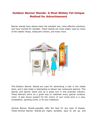 Outdoor Banner Stands- A Most Widely Yet Unique Method for Advertisement