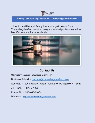 Family Law Attorneys Waco TX | Thestallingslawfirm.com