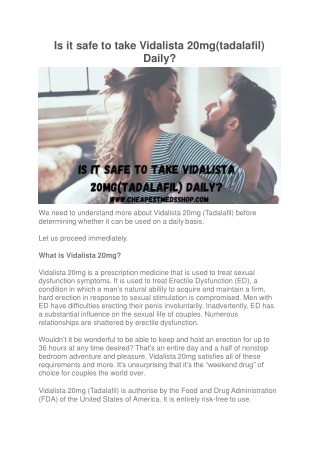 Is it safe to take Vidalista 20mg-converted