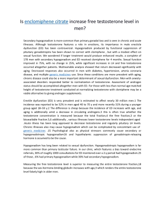 Is enclomiphene citrate increase free testosterone level in men
