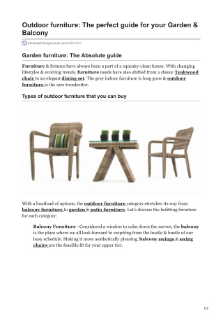 Outdoor furniture: The perfect guide for your Garden & Balcony
