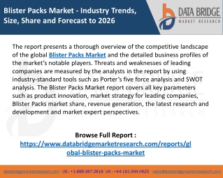 Blister Packs Market Research, Analysis and Outlook, Business research report