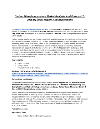 Carbon Dioxide Incubators Market Set For Rapid Growth And Trend By 2025