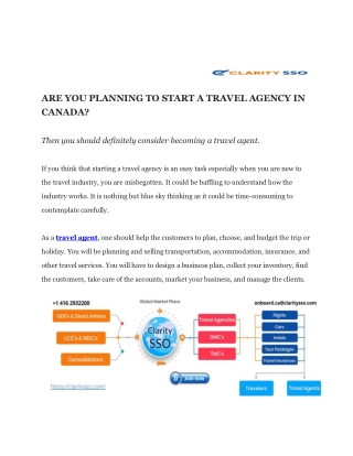 ARE YOU PLANNING TO START A TRAVEL AGENCY IN CANADA