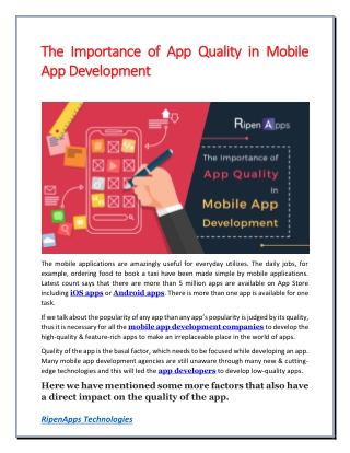 The Importance of App Quality in Mobile App Development