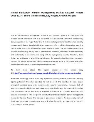 Global Blockchain Identity Management Market Research Report 2021