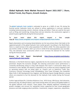Global Hydraulic Hoist Market Research Report 2021