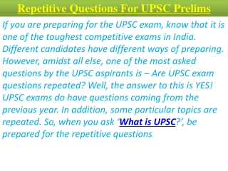 Repetitive Questions For UPSC Prelims