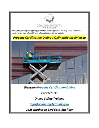 Propane Certification Online  Onlinesafetytraining.ca