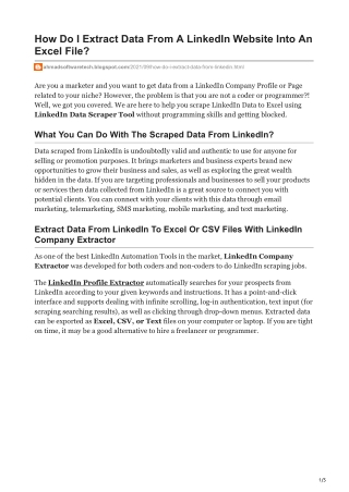How Do I Extract Data From A LinkedIn Website Into An Excel File