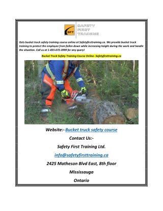 Bucket Truck Safety Training Course Online- Safetyfirsttraining.ca