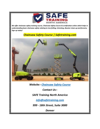 Chainsaw Safety Course  Safetraining.com