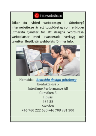 Hemsida Design Göteborg  Interwebsite.se