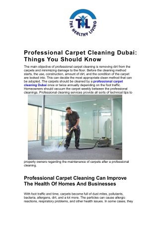 Professional Carpet Cleaning Dubai: Things You Should Know