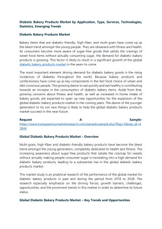 Diabetic Bakery Products Market by Application, Type, Services, Technologies, St