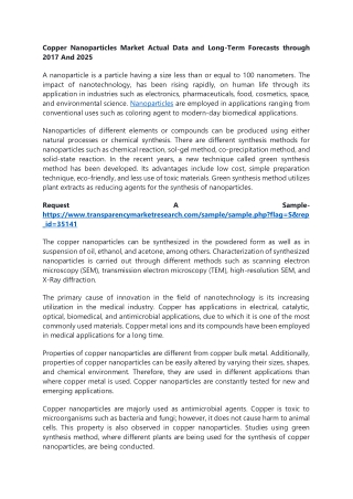 Copper Nanoparticles Market Actual Data and Long-Term Forecasts through 2017 And