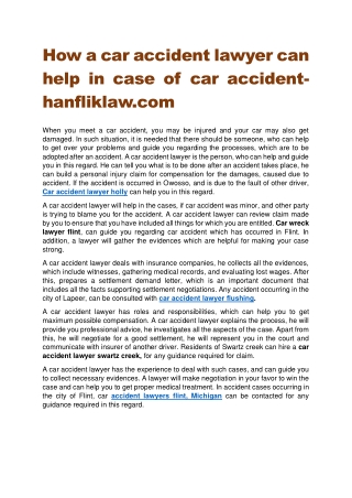 How a car accident lawyer can help in case of car accident-hanfliklaw.com