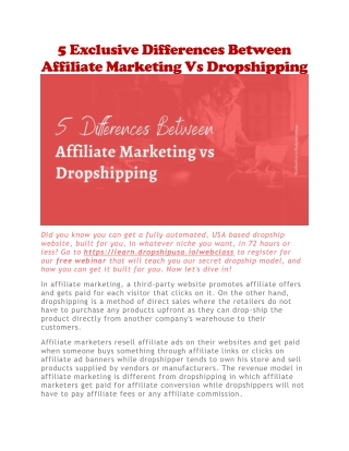 Affiliate marketing vs dropshipping