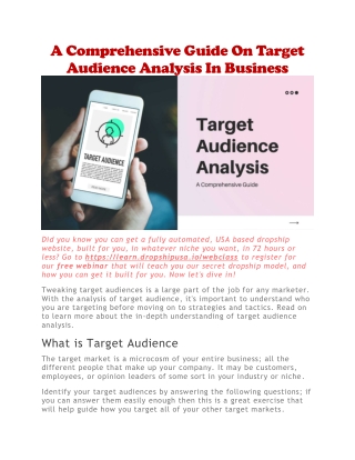 Analysis of target audience